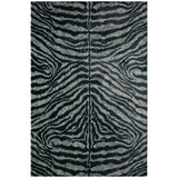 5' X 8' Black and Gray Zebra Print Shag Handmade Non Skid Area Rug