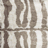 2' X 3' Mocha and Cream Zebra Print Shag Handmade Non Skid Area Rug