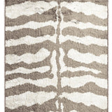 2' X 8' Mocha and Cream Zebra Print Shag Handmade Non Skid Runner Rug