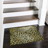 8' X 8' Grey Leopard Print Round Shag Handmade Non Skid Area Rug