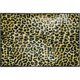 2' X 3' Black and Gold Leopard Print Shag Handmade Non Skid Area Rug