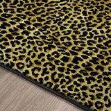 2' X 3' Black and Gold Leopard Print Shag Handmade Non Skid Area Rug