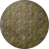 8' X 8' Black and Gold Round Leopard Print Shag Handmade Non Skid Area Rug