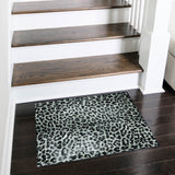 8' X 8' Black and Gold Round Leopard Print Shag Handmade Non Skid Area Rug