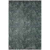 8' X 10' Black and Gray Leopard Print Shag Handmade Non Skid Area Rug