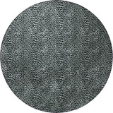 8' X 8' Black and Gray Leopard Round Shag Handmade Non Skid Area Rug