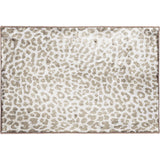 2' X 3' Beige and Cream Leopard Print Shag Handmade Non Skid Area Rug