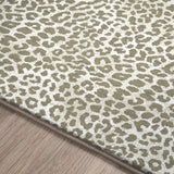 2' X 3' Beige and Cream Leopard Print Shag Handmade Non Skid Area Rug