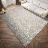 3' X 5' Beige and Cream Leopard Print Shag Handmade Non Skid Area Rug