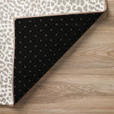 8' X 8' Beige and Cream Leopard Round Shag Handmade Non Skid Area Rug