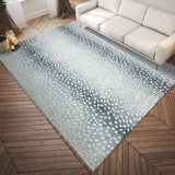 2' X 8' Grey Gazelle Print Shag Handmade Non Skid Runner Rug