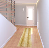 2' X 8' Gold Gazelle Print Shag Handmade Non Skid Runner Rug