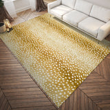 2' X 8' Gold Gazelle Print Shag Handmade Non Skid Runner Rug