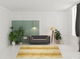 8' X 10' Gold Gazelle Print Shag Handmade Non Skid Area Rug