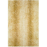 8' X 10' Gold Gazelle Print Shag Handmade Non Skid Area Rug