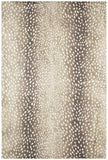 3' X 5' Beige Gazelle Print Shag Handmade Non Skid Area Rug
