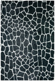 2' X 3' Black and White Croc Print Shag Handmade Non Skid Area Rug