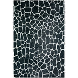 8' X 10' Black and White Croc Print Shag Handmade Non Skid Area Rug