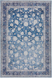 5' X 8' Blue Oriental Distressed Non Skid Area Rug