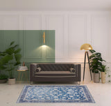 5' X 8' Blue Oriental Distressed Non Skid Area Rug