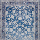 5' X 8' Blue Oriental Distressed Non Skid Area Rug