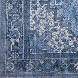 2' X 8' Blue Oriental Distressed Non Skid Runner Rug