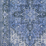 2' X 8' Blue Oriental Distressed Non Skid Runner Rug