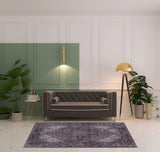 5' X 8' Purple Oriental Distressed Non Skid Area Rug