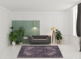 8' X 10' Purple Oriental Distressed Non Skid Area Rug