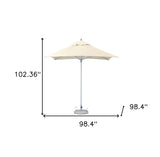 8' Ecru Polyester Square Market Patio Umbrella