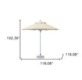 10' Ecru Polyester Round Market Patio Umbrella