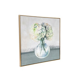 Hydrangea In Vase Gold Floater Frame Painting Wall Art