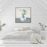 Hydrangea In Vase Gold Floater Frame Painting Wall Art