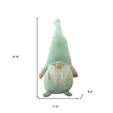 30" Green and White Fabric Sitting Gnome