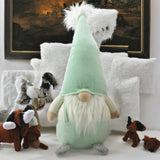 22" Green and White Fabric Standing Gnome