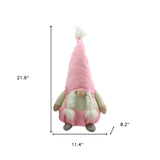 22" Green and White Fabric Standing Gnome