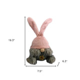 19" Blue and Gray Fabric Bunny Ears Standing Gnome