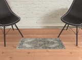 2' X 3' Brown Oriental Distressed Non Skid Area Rug