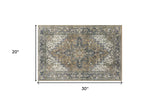 2' X 3' Brown Oriental Distressed Non Skid Area Rug