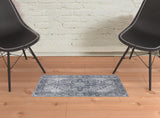 2' X 3' Grey Oriental Distressed Non Skid Area Rug