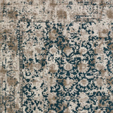 5' X 8' Blue Oriental Area Rug With Fringe
