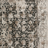 5' X 8' Black Oriental Area Rug With Fringe