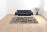 9' X 13' Black Oriental Area Rug With Fringe