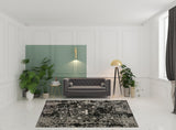 8' X 10' Black Oriental Area Rug With Fringe