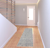 2' X 8' Blue Wool Hand Loomed Handmade Runner Rug