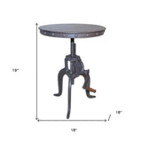 19" Gold And Elm Solid Wood Round End Table