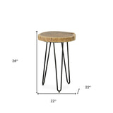 26" Black And Natural Solid Wood Live Edge Round End Table