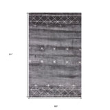 5' x 8' Black Gray and White Abstract Ombre with Stars Hand Loomed Area Rug