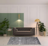 5' X 8' Charcoal And Silver Abstract Ombre with Stars Hand Loomed Area Rug