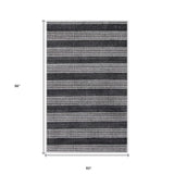 5' x 8' Black And White Striped Hand Loomed Area Rug